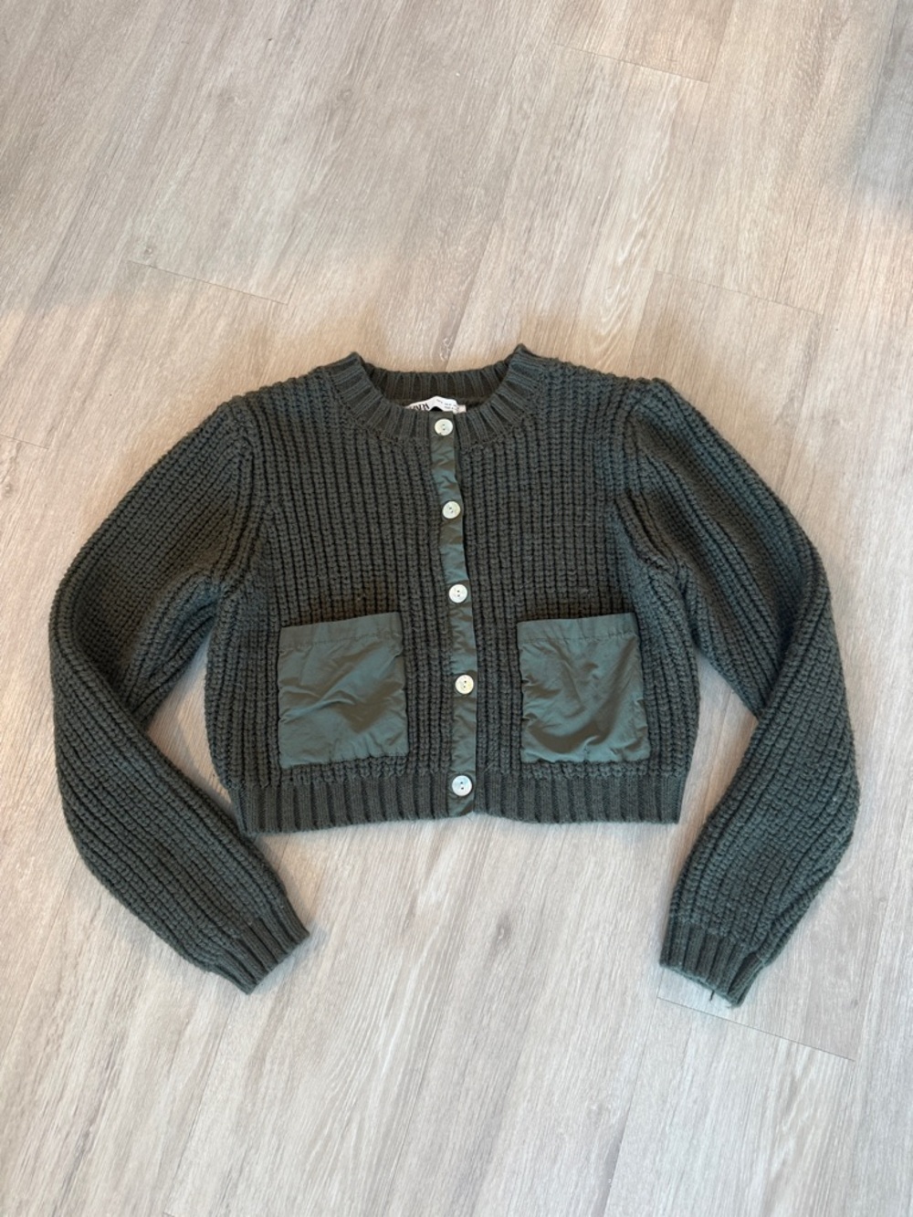 Zara Green Cable Knit Sweater Small